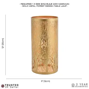 Unique and Beautiful Matte Gold Metal Forest Design Table Lamp with Cable Switch