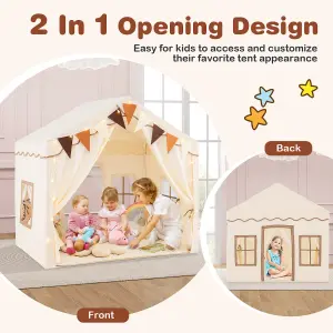 COSTWAY Kids Play Tent with Mat Indoor Toddler Teepee House 2 Opening Doors