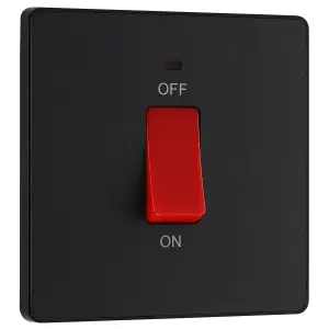 BG 45A 2 way 1 gang Cooker switch Screwless Matt Black