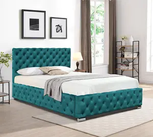 5ft Green Tufted Fabric Bed Frame