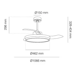 Luminosa Areca 3 Blade DC LED Ceiling fan 48W CCT Nickel