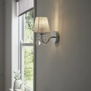 GoodHome Hovland Grey & white Chrome effect Wall light