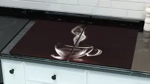 ALLboards Glass Chopping Board COFFEE CUP 2 Set 52x30cm Cutting Board Splashback Worktop Saver for Kitchen Hob Protection