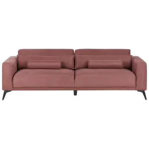 3 Seater Fabric Sofa Burgundy ANGE