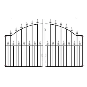 SAXA Spear Top Arched Metal Driveway Gate 2134mm GAP x 1245mm High SAZP10