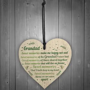 Red Ocean Grandad Grandfather Memorial Plaques For Graveside Handmade Wooden Hanging Heart Plaque Christmas Decoration Bauble