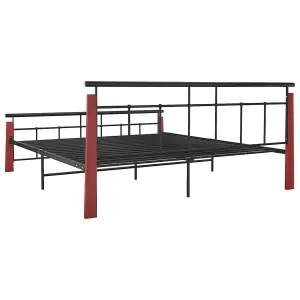 Berkfield Bed Frame Metal and Solid Oak Wood 180x200 cm 6FT Super King