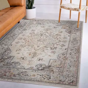 Traditional Persian Bordered Abstract Floral Easy to clean Rug for Dining Room-120cm X 170cm