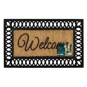 JVL Orana Embossed Rubber Tuffscrape Coir Doormat, 40x70cm