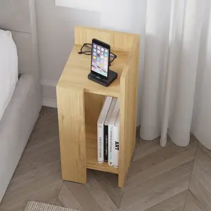 Lochlan Modern Compact Nightstand Bedside Table 25 x 27 x 60cm  Bedroom Furniture Oak / Right Orientation