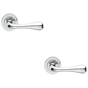 2 PACK - Concealed Door Handle Set - Polished Chrome Lever on Round Rose Rotund End