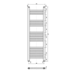 Triton Black Heated Towel Rail - 1200x400mm