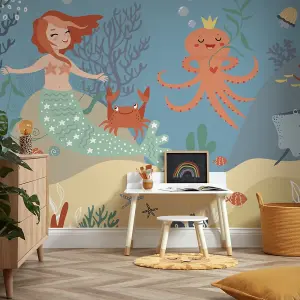 The Mermaid Princess Mural In Multicoloured (350cm x 240cm)