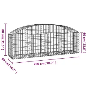 Berkfield Arched Gabion Basket 200x50x60/80 cm Galvanised Iron