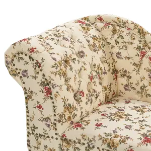 Left Hand Chaise Lounge Flower Print Beige NIMES