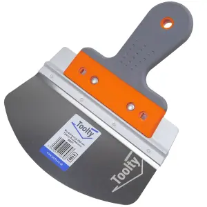 Toolty Profiled Bucket Scoop Trowel with Soft Grip Handle Set 2PCS 165, 200mm Stainless Steel for Scooping Compound DIY