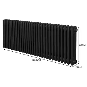 Traditional 3 Column Radiator - 600 x 1462 mm - Black