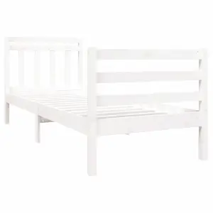 Berkfield Bed Frame White Solid Wood 90x200 cm 3FT Single