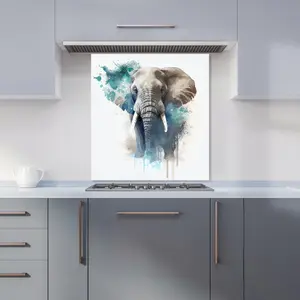 Majestic Elephant Splashart Premium Glass Kitchen Splashback W600mm x H650mm