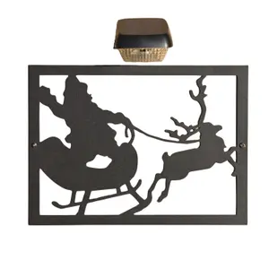 Santa and Reindeer Garden Wall Art and Solar Lighting