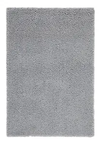 Modern Easy to Clean Grey Plain Shaggy Rug for Living Room & Bedroom-80cm X 150cm