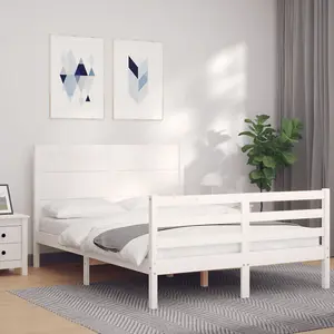 Berkfield Bed Frame without Mattress White Double Solid Wood