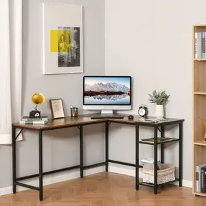 HOMCOM Computer Desk with Adjustable Storage Shelf Compact Gaming Workstation