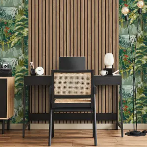 Belgravia Décor Panacea Wood Slat Walnut Smooth Wallpaper