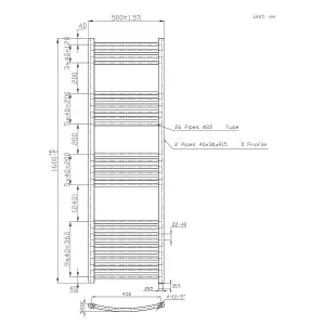 Right Radiators Prefilled Electric Curved Heated Towel Rail Bathroom Ladder Warmer Rads - Chrome 1600x500 mm