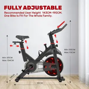 Stationary Exercise Bike with Slient Flywheel, LCD Monitor, Spin Bike for Home Gym Workout