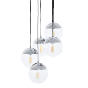 Interiors by Premier Revive Chrome Finish Five Pendant Lights