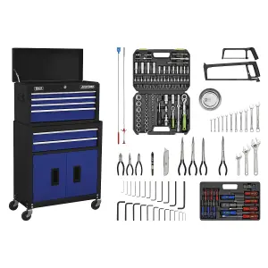 Sealey Topchest Rollcab 6 Drawers Blue Black Tool Kit 170 Pieces AP22BCOMBO