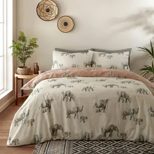 Ella The Elephant Cotton Blend Animal Print Duvet Cover Set with Pillowcases King - 2 Standard Pillowcase