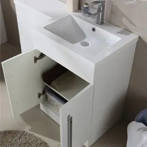 Nes Home 1100mm Right Hand Freestanding White Basin Vanity Unit with WC Unit & BTW Toilet