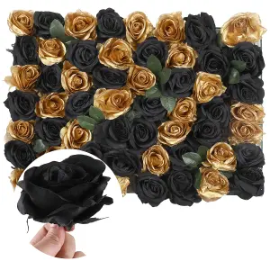 Artificial Flower Wall Backdrop Panel, 60cm x 40cm, Champagne Gold Roses