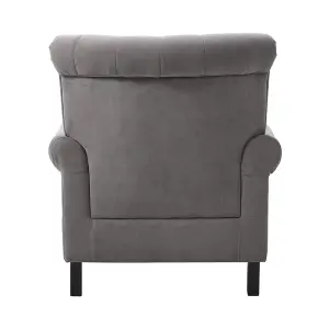 Tufted Upholstered Wingback Grey Accent Armchair