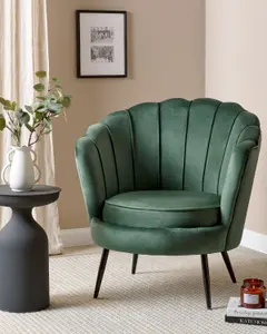 Beliani Retro Armchair LOVIKKA Velvet Green