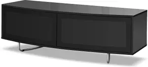 Homeology Caru Gloss Black Beam-Thru Remote Friendly Super-Contemporary"D" Shape Design up to 65" LED/OLED/LCD TV Cabinet