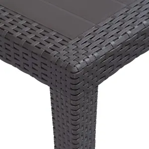 Berkfield Garden Table Brown 79x79x72 cm Plastic Rattan Look