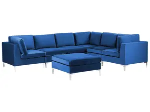 Sofa with Ottoman EVJA Navy Blue Velvet Left Hand