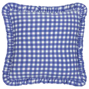 furn. Maude Gingham Reversible Piped Feather Rich Cushion