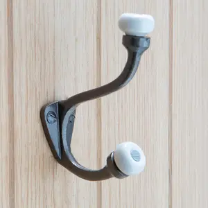 Hammer & Tongs - White Ceramic Ball Hat & Coat Hook - W30mm x H105mm - Raw