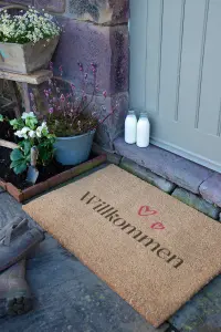 Willkommen Hearts Doormat (90 x 60cm)