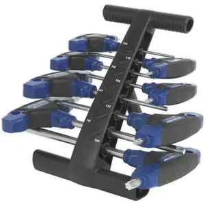 8 Piece Metric T-Handle TRX-Star Key Set with Comfort Grip and Storage Stand