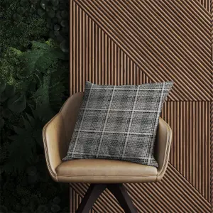 Monochrome Textured Checked Pattern Outdoor Cushion 60cm x 60cm