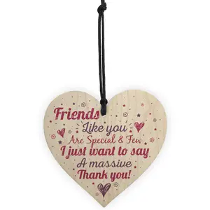 Red Ocean Friendship Best Friend Gift Handmade Hanging Wooden Heart Plaque Birthday Christmas Thank You Gift For Friend