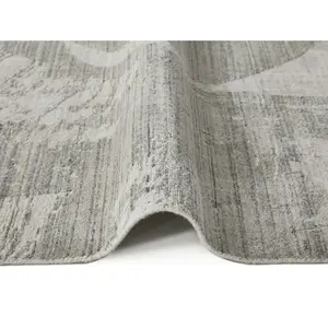 White Grey Wool Luxurious Modern Easy to Clean Abstract Dining Room Bedroom and Living Room Rug -170cm X 240cm