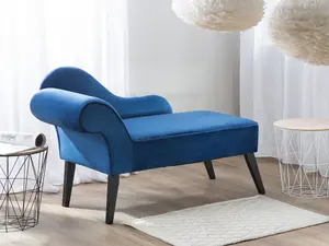 Left Hand Velvet Chaise Lounge Cobalt Blue BIARRITZ