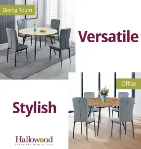 Hallowood Furniture Cullompton Large Round Dining Table 120cm with 4 Faux Leather Grey Chairs