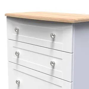 Sussex Ready assembled White & oak 4 Drawer Chest (H)1074mm (W)765mm (D)415mm